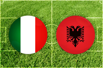 Italy vs Albania football match - obrazy, fototapety, plakaty
