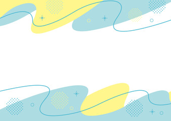 波　抽象的　フレーム　水色　黄色