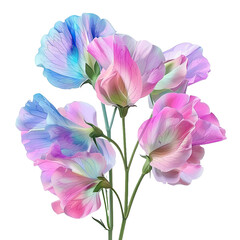 Sweet Pea Flowers Isolated On Transparent Background