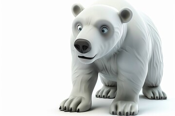 3Dcartoon Polar bear on white background 