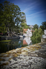 Blick auf die Wiesenkirche vom großen Teich, Teichsmühle, Soest, Kreis Soest, NRW, Deutschland,...