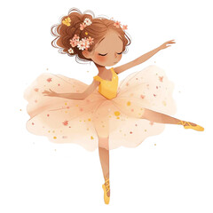 Watercolor illustration of ballerina PNG. © Mashaki
