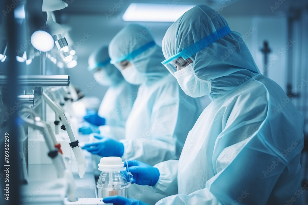Poster generated with ai image of scientist doing research explore analysis in a laboratory