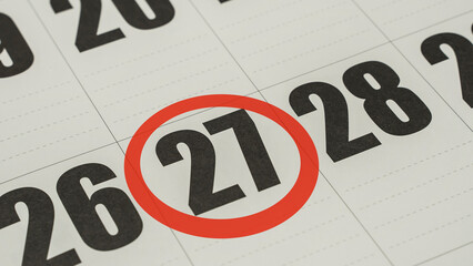 Day 27 of the calendar marked with a red circle.