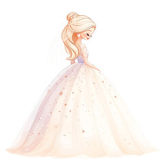 Fototapeta premium Watercolor Bride on transparent background PNG 