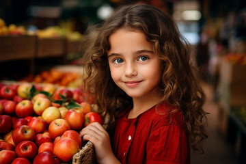 Fototapeta premium Smiling person enjoying a day at the farmers market generative AI image