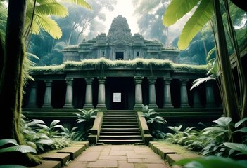 An ancient temple hidden deep within a jungle 2 (7) - obrazy, fototapety, plakaty