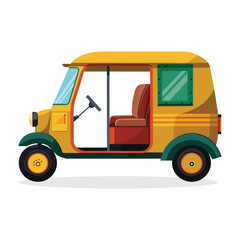 tuk tuk- that-s a asian traditional transportation for taxi and tourism symbol icon in cartoon flat illustration vector isolated in white background
