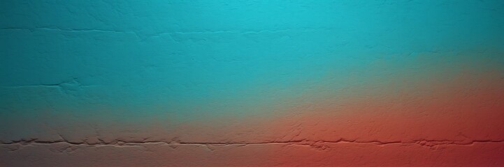 Obraz premium Mahogany red to turquoise blue color gradient kraft paper grainy rough texture banner panoramic background banner template backdrop from Generative AI
