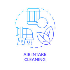 Air intake cleaning blue gradient concept icon. Dust and debris removal. Air purification. Round shape line illustration. Abstract idea. Graphic design. Easy to use in promotional material