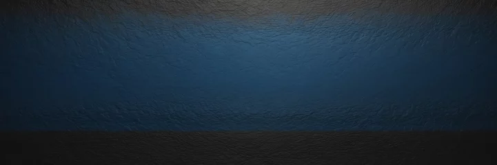 Fotobehang Onyx black to midnight blue color gradient kraft paper grainy rough texture banner panoramic background banner template backdrop from Generative AI © Arceli