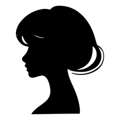 Black vector beautiful woman profile silhouette - fashion or beauty illustration