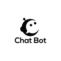 Chatbot icon. Bot sign design. Chat bot logo concept. Robot head in speech bubble. Online customer support service bot logo, UI UX element for web design. Virtual smart assistant. AI Robot silhouette.