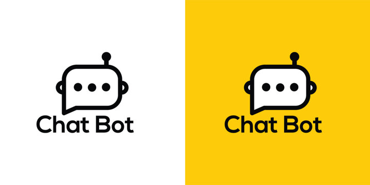 Chatbot icon. Bot sign design. Chat bot logo concept. Robot head in speech bubble. Online customer support service bot logo, UI UX element for web design. Virtual smart assistant. AI Robot silhouette.