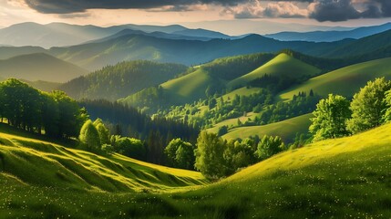 Green mountains of Carpathians - obrazy, fototapety, plakaty