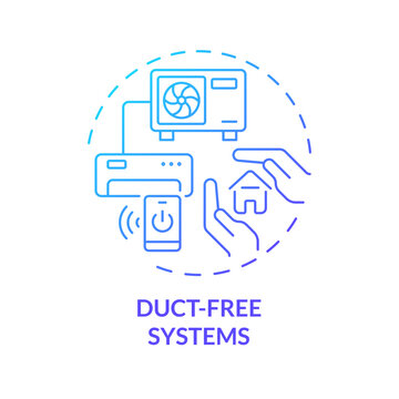 Duct free system blue gradient concept icon. Ductless mini-split systems. HVAC type. Round shape line illustration. Abstract idea. Graphic design. Easy to use in promotional material