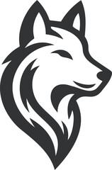 Stylized Black and White Wolf Head Logo Showcasing Modern Graphic Design