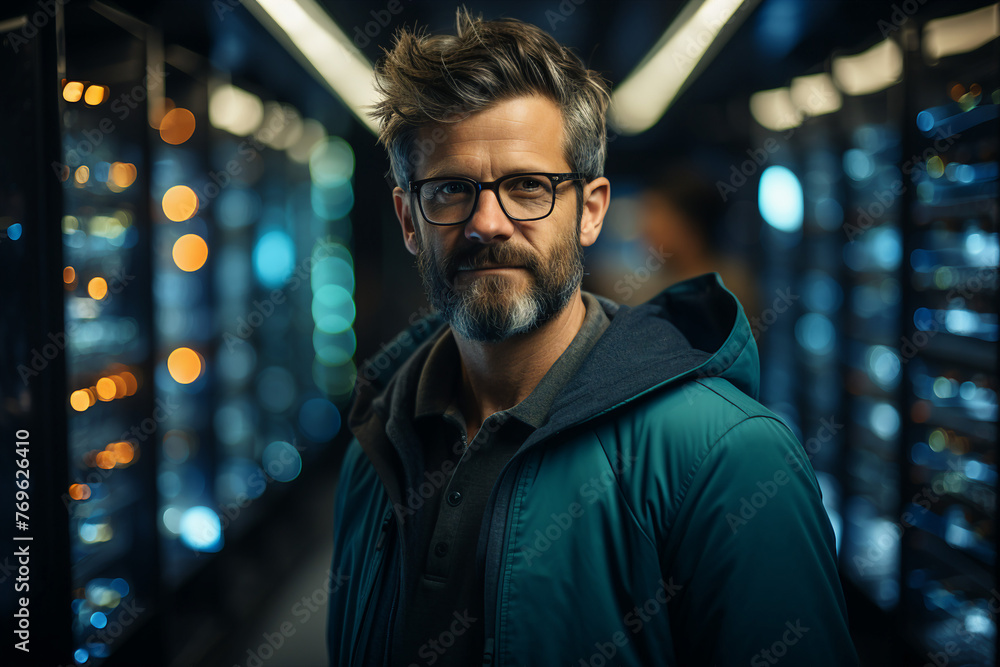 Aufkleber office it specialist worker system administrator hacker engineer picture portrait made with generati