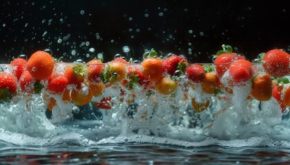 Delicious fresh fruit soaked in clear water with bubbles. generative ai