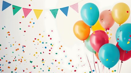 Colorful balloons and confetti, a joyful celebration with vibrant decorations