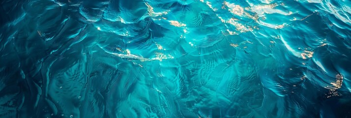 A deep blue and turquoise sea texture, capturing the crystal-clear waters of the Aegean Sea, with light reflections and subtle wave patterns created with Generative AI Technology - obrazy, fototapety, plakaty