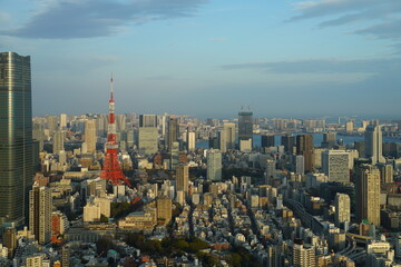 Panorama of Tokyo from the observation deck at Mori Tower.