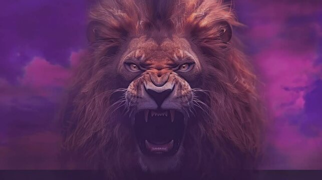 Very cool lion head . seamless looping time-lapse virtual video Animation Background.