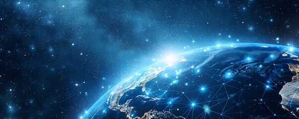 Global network connection over the planet Earth. 