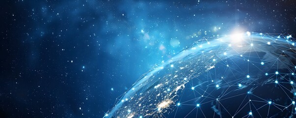 Global network connection over the planet Earth. 