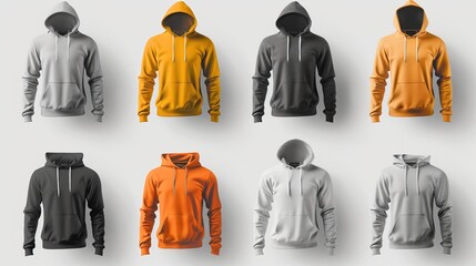 A collection of vector apparel mockups, including men's T-shirts, hoodies, joggers, and more, designed as templates for fashion design - obrazy, fototapety, plakaty