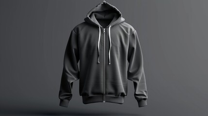 A hooded sweat jacket with a zipper, provided as a mockup template for design purposes