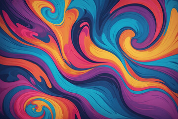 Obraz premium Abstract colorful background with waves, psychedelic background, swirl wavy wild imagination, smooth colorful background
