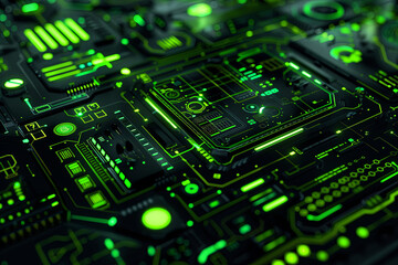 A black and green futuristic GUI