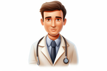 Fototapeta premium A highly detailed digital illustration showcasing a comforting male doctor with a stethoscope in vector style