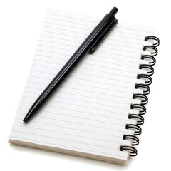 Notebook with pen isolated on white background
