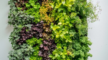 Diverse Plant Life Adorning Green Wall