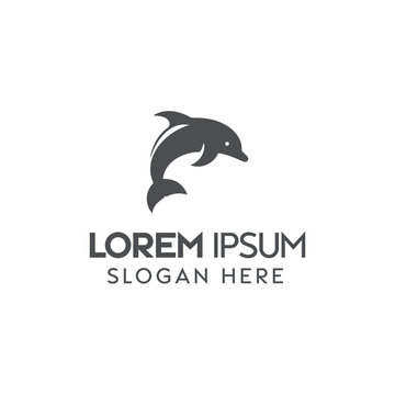 Elegant Black Dolphin Logo With Placeholder Text for Company Branding
