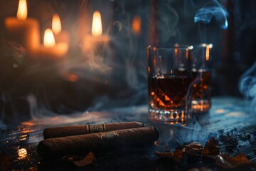 Cigars on a dark background generated by AI