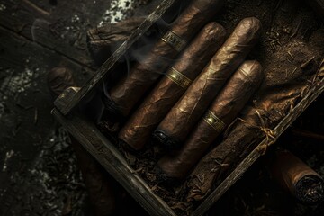 Cigars on a dark background generated by AI - obrazy, fototapety, plakaty