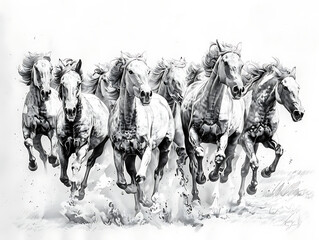 Fototapeta premium painting horse wall art, a symbol of progress and strength.