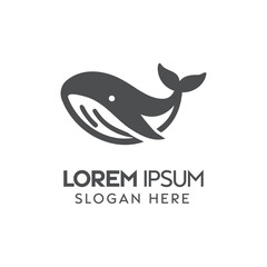 Monochromatic Whale Logo Design for a Brand With Placeholder Text