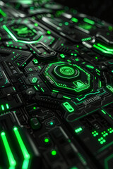 Fototapeta premium A black and green futuristic GUI