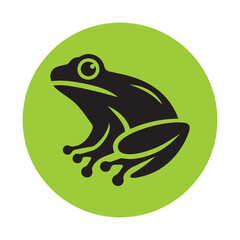 Minimalist frog silhouette logo template, vector