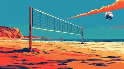 A beach volleyball with minimal detailing. AI generate illustration