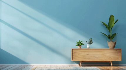 Minimalist living room with sunlight and plants