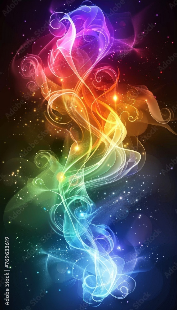 Poster dark rainbow 3d abstract background with colorful gradient spectrum for designers and creatives