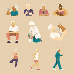 vector set of elderly illustration.