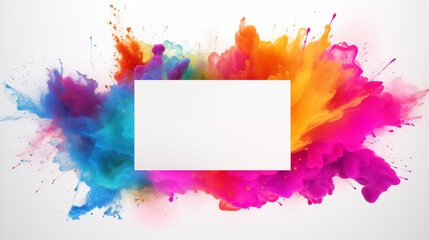 Vibrant Color Explosion With White Frame Card Mockup for Marketing and Design Projects.