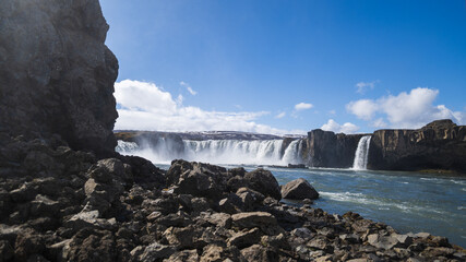 Godafoss waterfall in the north of iceland in summer 