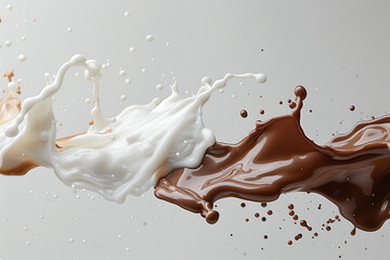 Dynamic Splash of Milk and Chocolate, High-Speed Collision